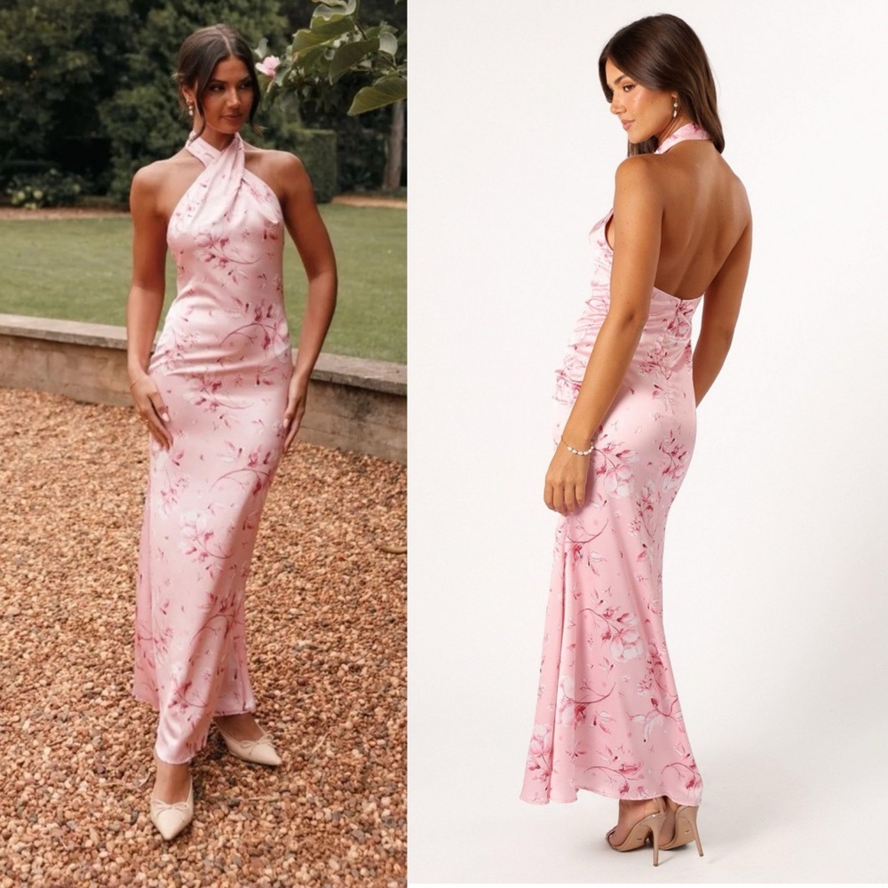 NWT Petal & Pup Mila Halter Neck Maxi Pink Floral